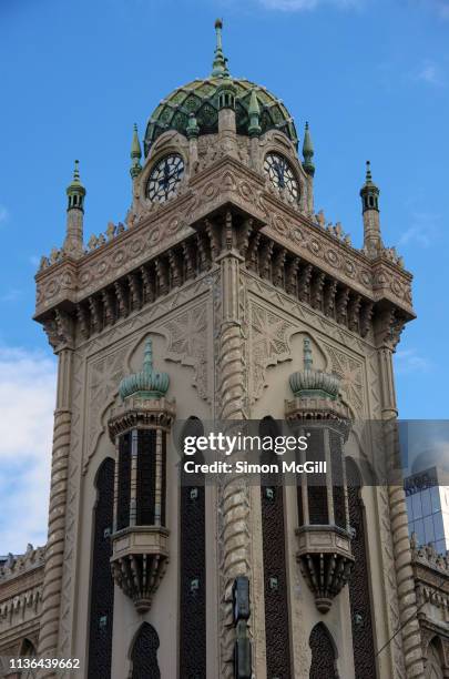 clock tower of forum melbourne, melbourne, victoria, australia - 1920 1929 stock pictures, royalty-free photos & images