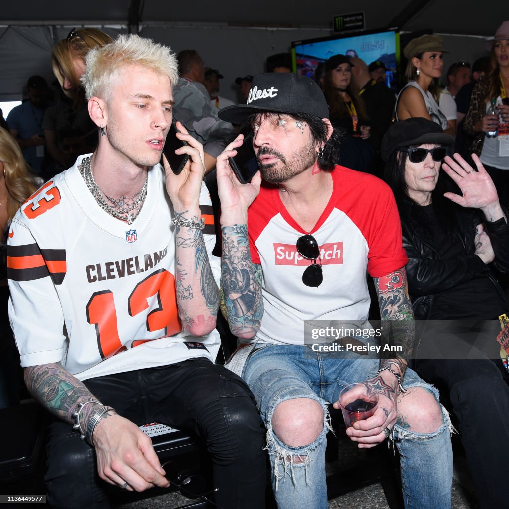 Celebrities at the Monster Energy NASCAR Cup Series race at Auto Club Speedway