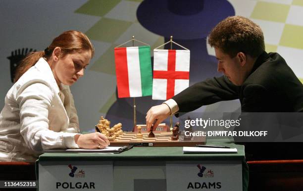 Michael Adams of England plays against Judith Polgar of Hungary during the seventh round of the M-Tel Masters Chess Tournament in Sofia, 18 May 2005....