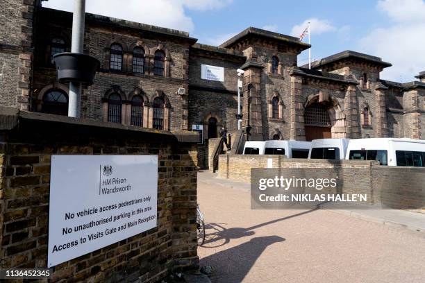 View of Wandsworth prison in southwest London where WikiLeaks founder Julian Assange is believed to be held according to media reports on April 12,...