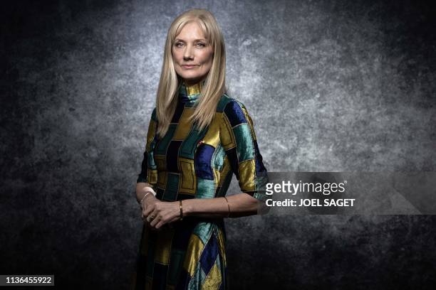 British actress Joely Richardson poses during a photo session at the 2nd edition of the Cannes International Series Festival in Cannes, southern...