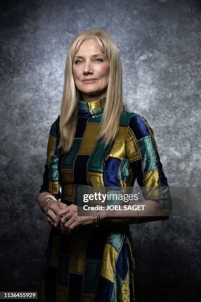 British actress Joely Richardson poses during a photo session at the 2nd edition of the Cannes International Series Festival in Cannes, southern...