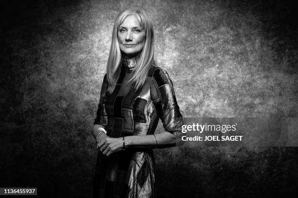 British actress Joely Richardson poses during a photo session at the 2nd edition of the Cannes International Series Festival in Cannes, southern...