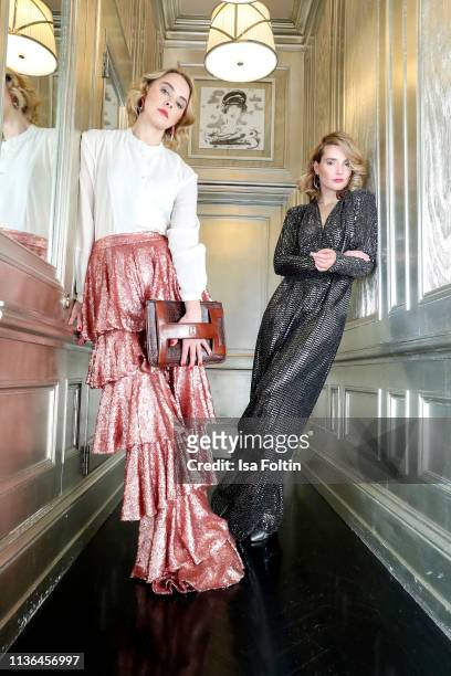 German actress Anne-Catrin Maerzke and influencer Marie von den Benken pose during a fashion shooting for the World Vegan Magazine on February 9,...