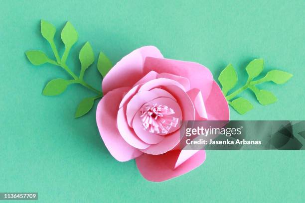 pink paper flower - paper flower stock-fotos und bilder