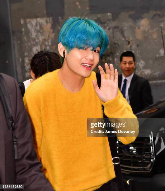 Of BTS seen on the streets of Manhattan on April 12, 2019 in New York City.