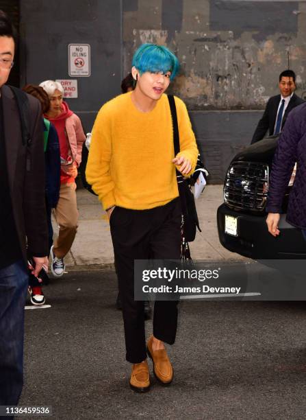 Of BTS seen on the streets of Manhattan on April 12, 2019 in New York City.