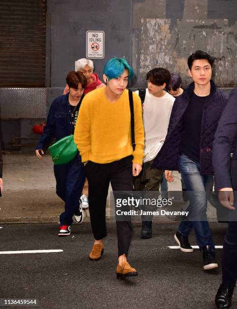 Of BTS seen on the streets of Manhattan on April 12, 2019 in New York City.