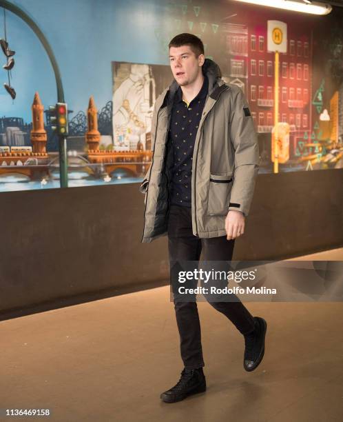 Rokas Giedraitis, #31 of Alba Berlin arriving to the arena prior the 7DAYS EuroCup Basketball Finals game 2 between Alba Berlin v Valencia Basket at...