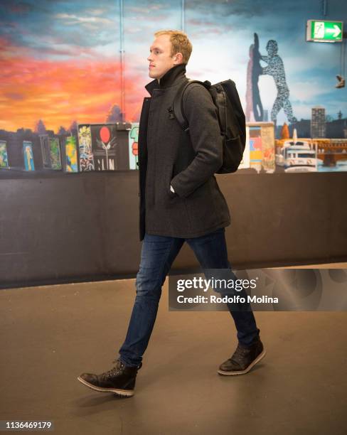 Luke Sikma, #43 of Alba Berlin arriving to the arena prior the 7DAYS EuroCup Basketball Finals game 2 between Alba Berlin v Valencia Basket at...