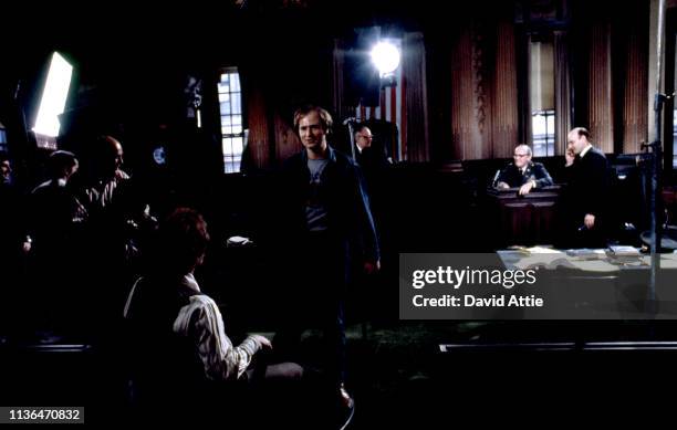 Director Carl Reiner, actor George Segal, and actor Rob Reiner on the set of the movie Where's Poppa in May, 1970 in Long Island, New York.