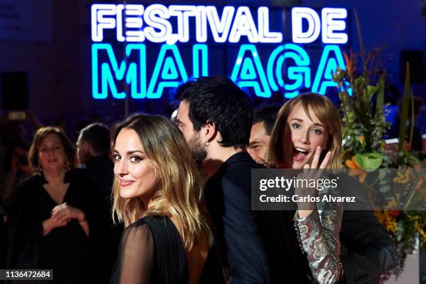 Actresses Silvia Alonso and Ingrid Garcia-Jonsson attend 'Malaga Sur' 2019 award at the Cervantes Theater on March 17, 2019 in Malaga, Spain.