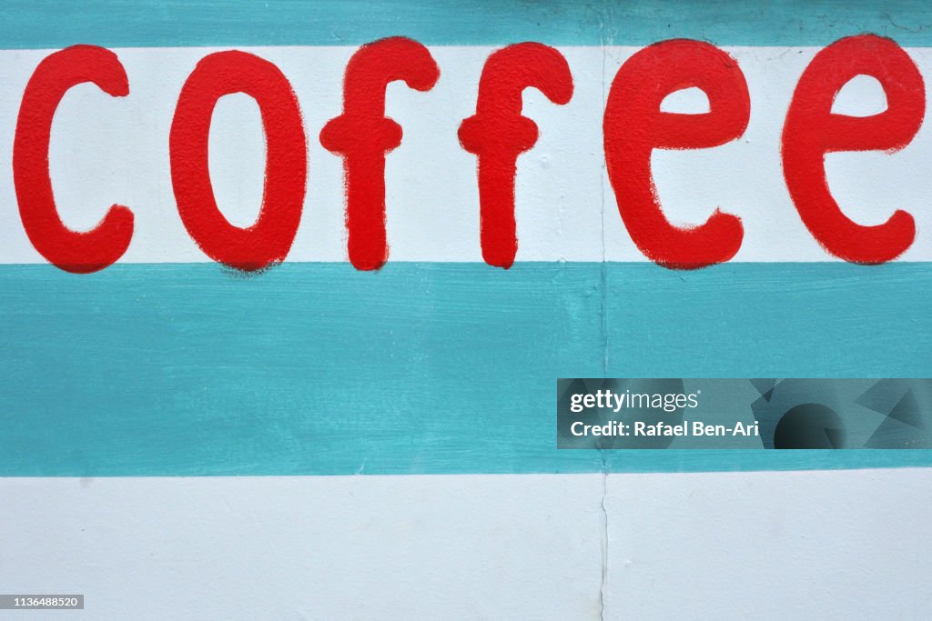 Coffee sign on a wooden background