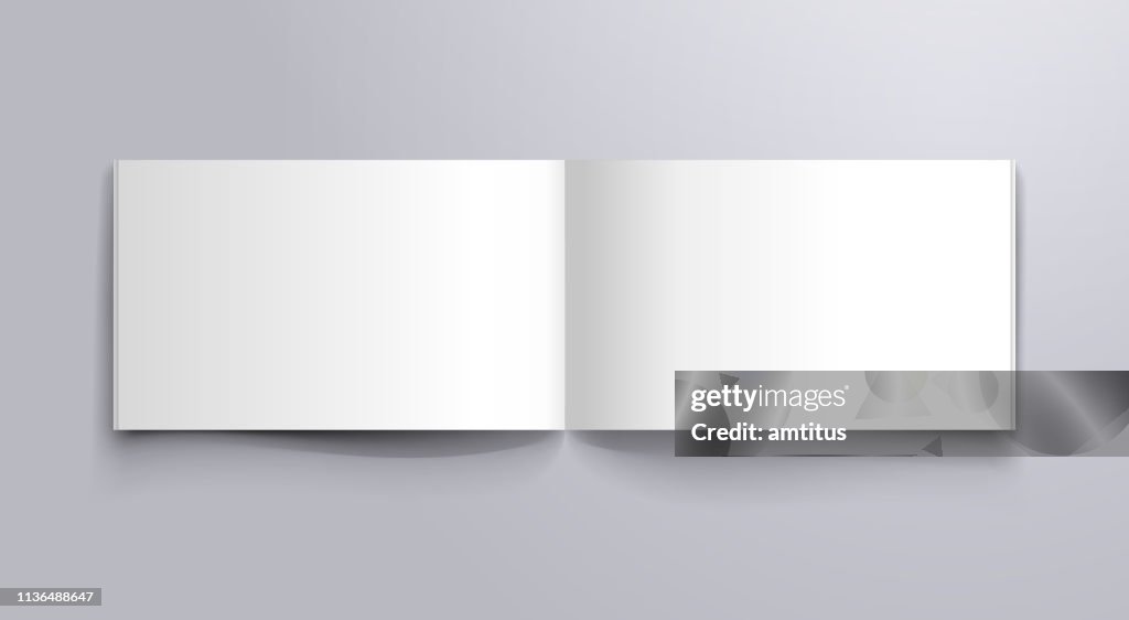 Wide book open pages mockup