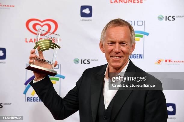 April 2019, Baden-Wuerttemberg, Rust: Presenter Johannes B. Kerner, winner Medienmann 2018 at the Radio Regenbogen Awards, comes to Europa-Park to...