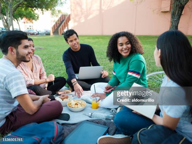 college study group having a picnic - honduras school stock pictures, royalty-free photos & images