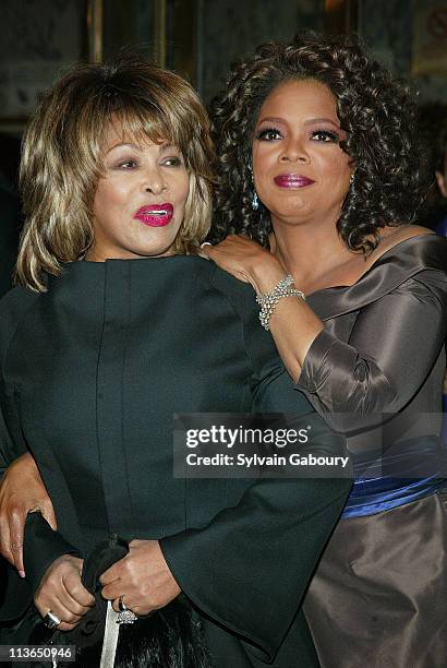 Tina Turner, Oprah Winfrey during "The Color Purple" Opening on Broadway at Broadway Theater in New York, New York, United States.