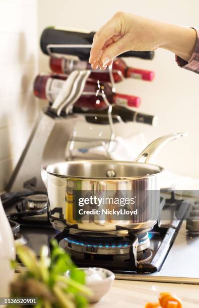 ajouter des saveurs - casserole photos et images de collection