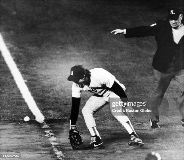 Bill Buckner of the Boston Red Sox made an error at the bottom of the 10 inning, in Game 6 of the 1986 World Series at Shea Stadium on October 25,...