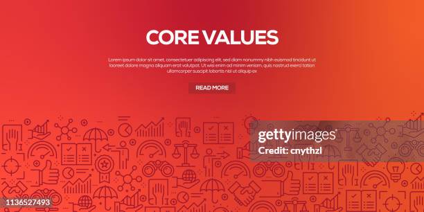 vector set of design templates and elements for core values in trendy linear style - seamless patterns with linear icons related to core values - vector - bank balance stock illustrations