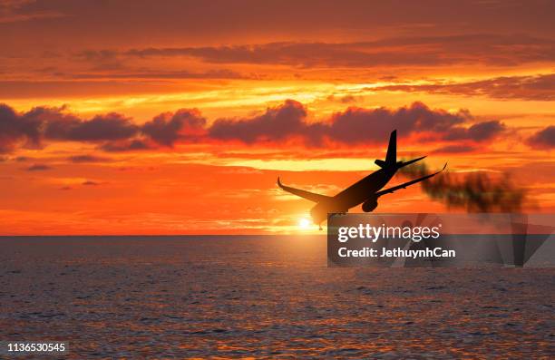 airplane crash silhouette - plane crash ocean stockfoto's en -beelden