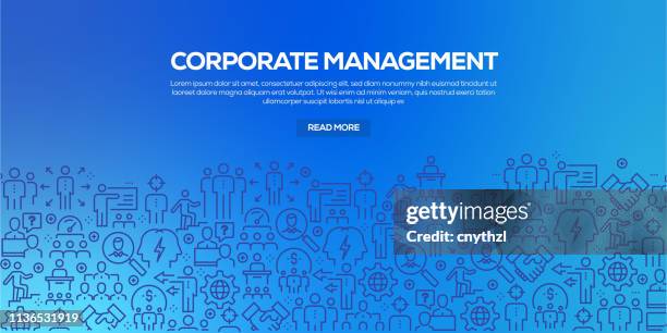 vector set of design templates and elements for corporate management in trendy linear style - seamless patterns with linear icons related to corporate management - vector - seminar background stock illustrations