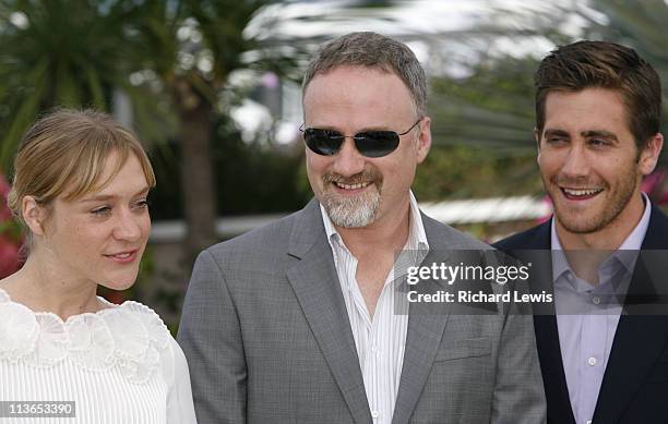 Chloe Sevigny, David Fincher and Jake Gyllenhaal during 2007 Cannes Film Festival - "Zodiac" Photocall at Palais de Festival in Cannes, France.