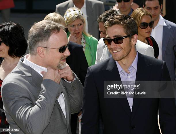 David Fincher and Jake Gyllenhaal during 2007 Cannes Film Festival - "Zodiac" Photocall at Palais de Festival in Cannes, France.