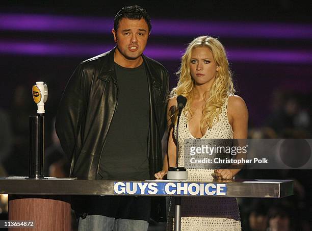 Seth MacFarlane and Brittany Snow, presenters during First Annual Spike TV's Guys Choice - Show at Radford Studios in Los Angeles, California, United...