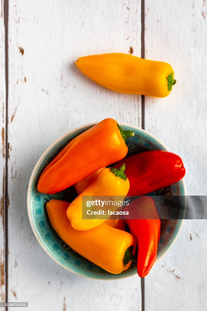 Mini bell peppers in bowl
