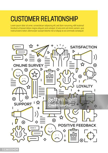 customer relationship concept line style cover design for annual report, flyer, brochure. - missing poster stock illustrations