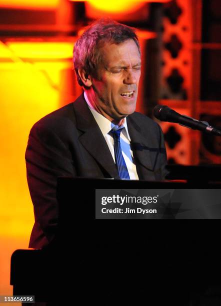 Actor and musician Hugh Laurie performs live on stage in support of his new blues album 'Let Them Talk' at the Union Chapel in Islington on May 4,...