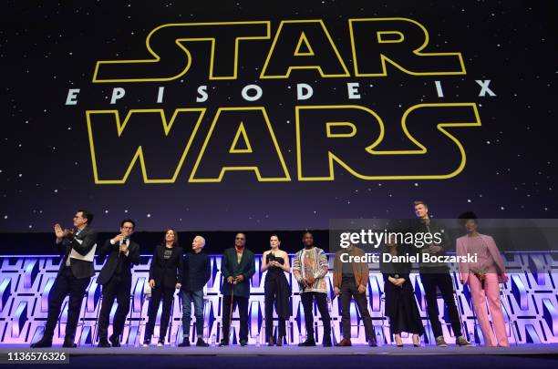 Moderator Stephen Colbert, Director J.J. Abrams, Producer Kathleen Kennedy, Anthony Daniels , Billy Dee Williams , Daisy Ridley , John Boyega , Oscar...