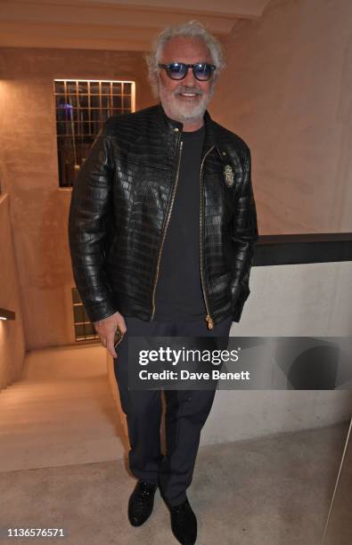 Flavio Briatore attends Flavio Briatore's birthday dinner ahead of the ABB FIA Formula E GEOX Rome E-Prix at Caviar Kaspia Roma on April 12, 2019 in...