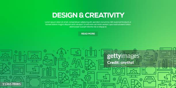 vector set of design templates and elements for design and creativity in trendy linear style - seamless patterns with linear icons related to design and creativity - vector - product vision stock illustrations