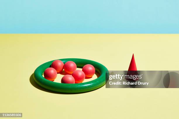 conceptual image of geometric blocks - hula hoop studio stock pictures, royalty-free photos & images