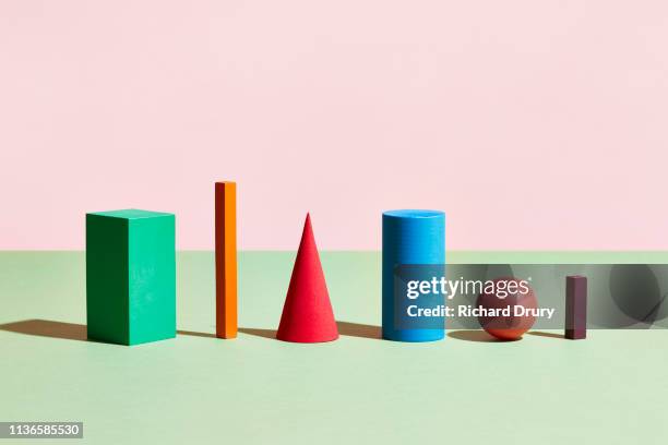 conceptual image of geometric blocks - cilindro formas geométricas imagens e fotografias de stock