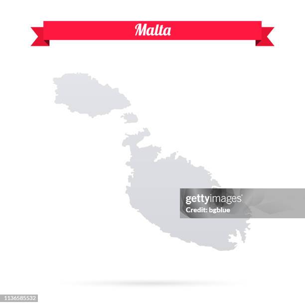 malta map on white background with red banner - malta stock illustrations