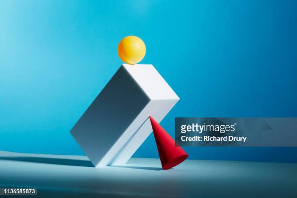 conceptual image of geometric blocks - conflict abstract stock pictures, royalty-free photos & images