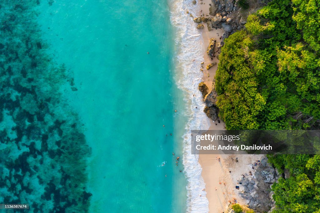 Bali - beach from above. Straight drone shot
