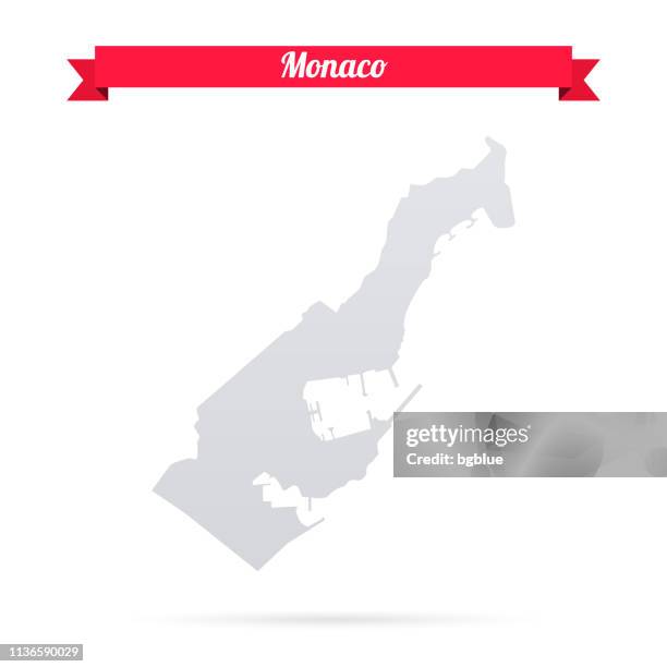 monaco map on white background with red banner - monaco stock illustrations