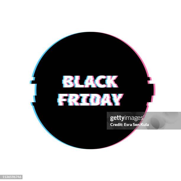 black friday banner with glitch noise retro effect - static texture stock illustrations