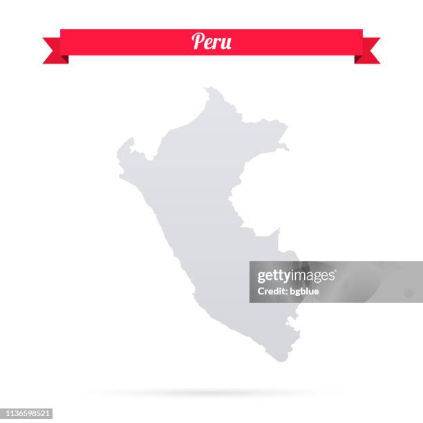 peru map on white background with red banner - lima stock illustrations