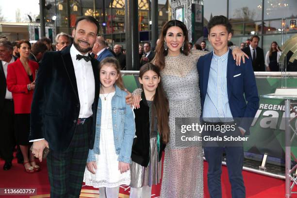Alexander Klaus Stecher, children Sophia Stecher, Angelina Stecher, Judith Williams, son Laurin Stecher during the Radio Regenbogen Award at...