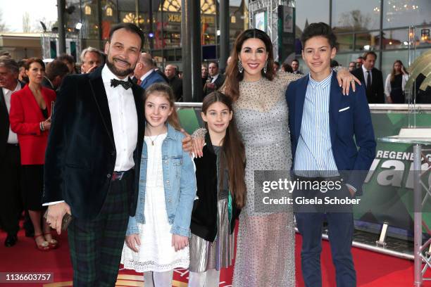 Alexander Klaus Stecher, children Sophia Stecher, Angelina Stecher, Judith Williams, son Laurin Stecher during the Radio Regenbogen Award at...