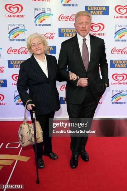 Boris Becker and his mother Elvira Becker during the Radio Regenbogen Award at Europapark on April 12, 2019 in Rust, Germany.