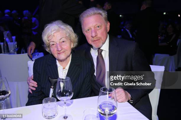 Boris Becker and his mother Elvira Becker during the Radio Regenbogen Award at Europapark on April 12, 2019 in Rust, Germany.