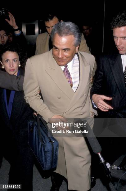 John Gotti and NBC Reporter John Miller during John Gotti At The New York Federal Courthouse at New York Federal Court House in New York City, New...