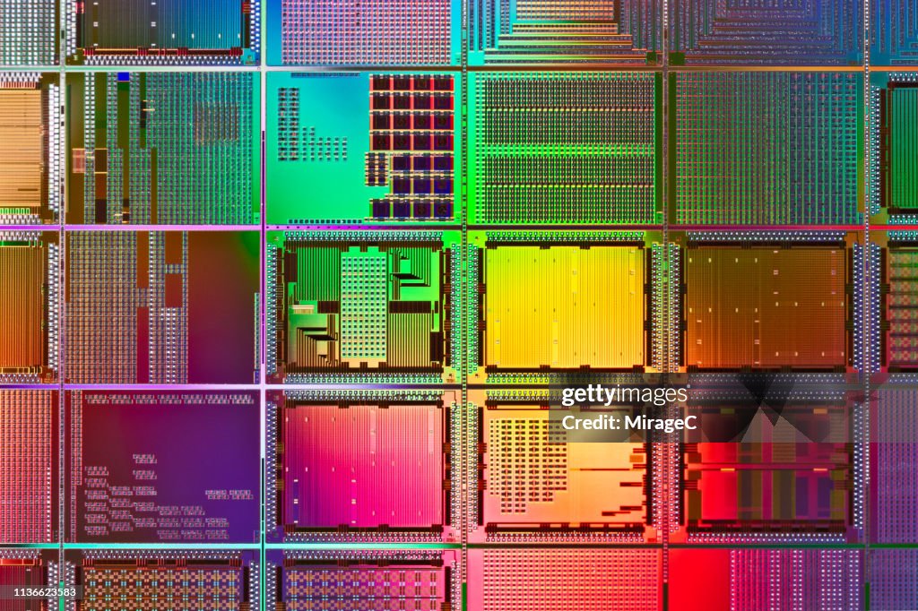 Multi Coloured Computer Frame Multi Colored Computer Wafer Macrophotography Stock-Foto - Getty Images