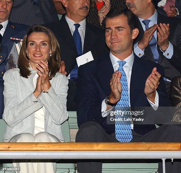 Princess Letizia and Crown Prince Felipe during Spanish Royals Attend "Me Olvide de Vivir" Gala in Favor of the Queen Sofia Foundation at Vista...